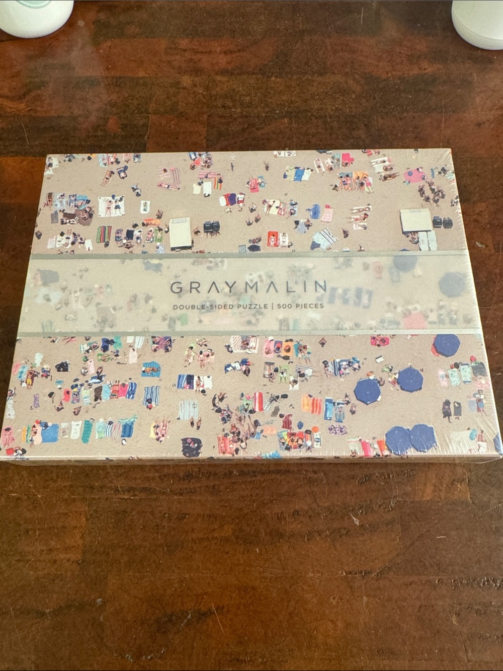 Gray Malin Beach Puzzle with Blue, Pink, and Tan Accents